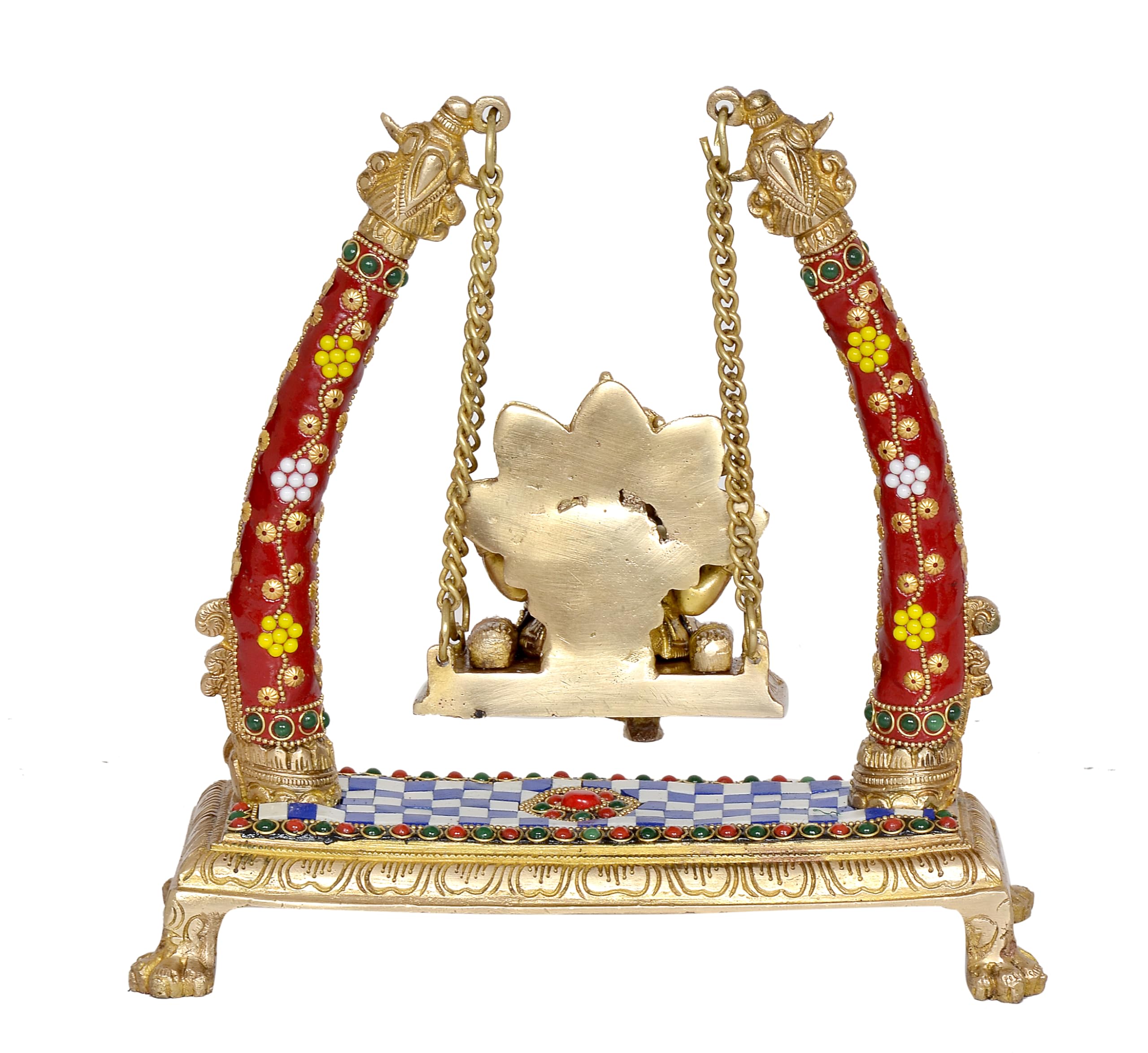 Aona Brass Ganesha Swing Sculpture Handcrafted Ganesha Swing - Intricately Designed Lord Ganesh Jhula For Home Decor And Temple,